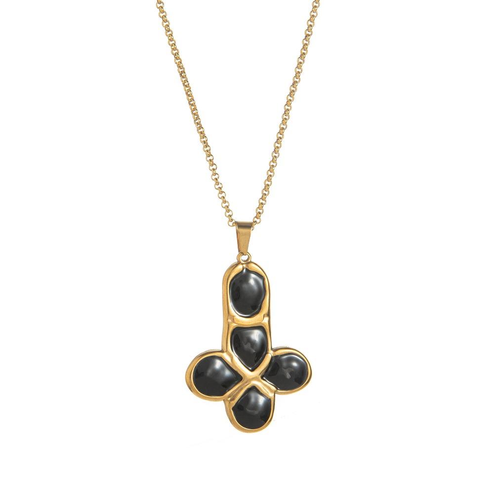 A titanium steel necklace gold plated vintage cross pendant necklace color preserving fashion pendant necklace