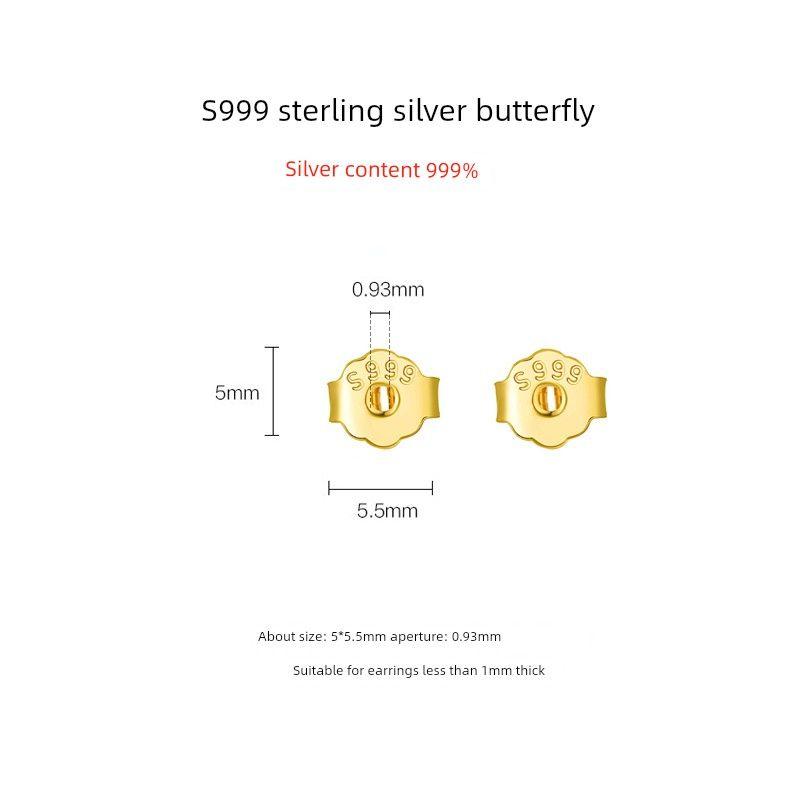 

999 Sterling Silver Bow Earplug 18K Gold Rose Gold Ear Cap Ear Studs Back Earplugs Anti-Drop Accessories Ear Cap Earrings Gold 1 pair 999 silver butterfly ear plug