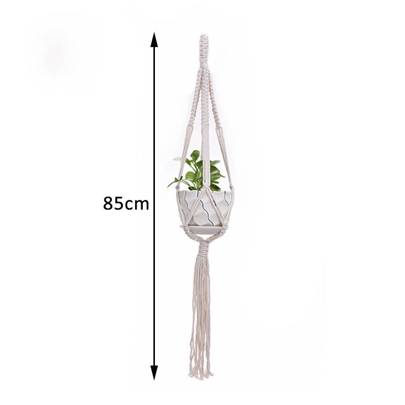 1Pcs Multi-purpose Cotton Rope Plant Hanger Garden Supplies Hand Woven Beige Wall Decoration Flower Tray Basket European Style Plant Hanging Basket