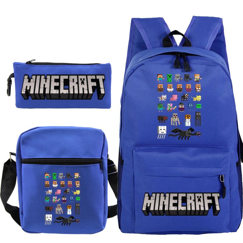 Minecraft Primary And Secondary School School Bag Children'S Backpack Backpack Shoulder Bag Pencil Case Three-Piece Set
