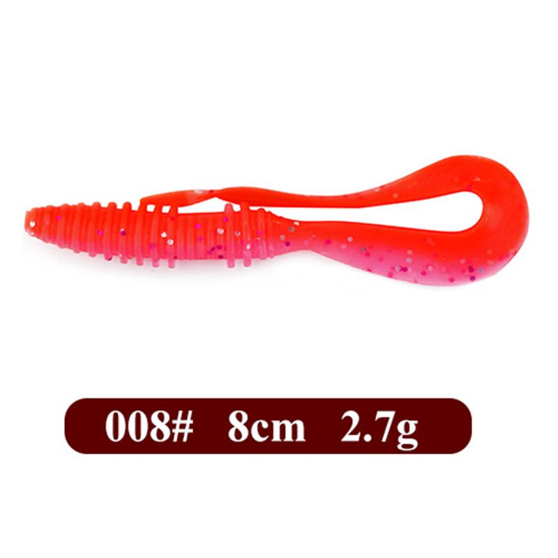 

Приманка с хвостовой нитью FTK, 8 шт., шейкер для приманки, мягкая джиг-головка, подарочные качели, вес 8 см, 2,7 г, рыболовные снасти 008