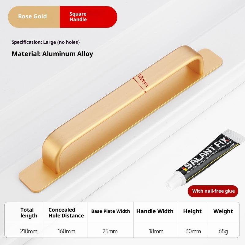 Aluminum Alloy Handle Glass Sliding Door Window Drawer Wardrobe Drill-free Push-pull Bathroom Sticker Door Handle