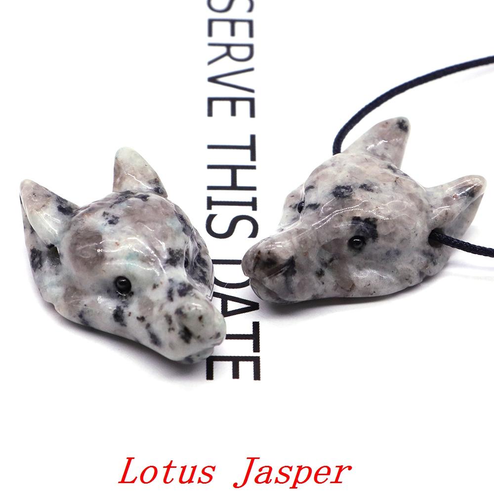 Testa di Lupo in Pietra Naturale da 1,5" Cristallo Curativo Reiki Animale Scolpito a Mano Statuetta Decorazione in Pietra Preziosa Fai da Te Accessori per Gioielli Regali