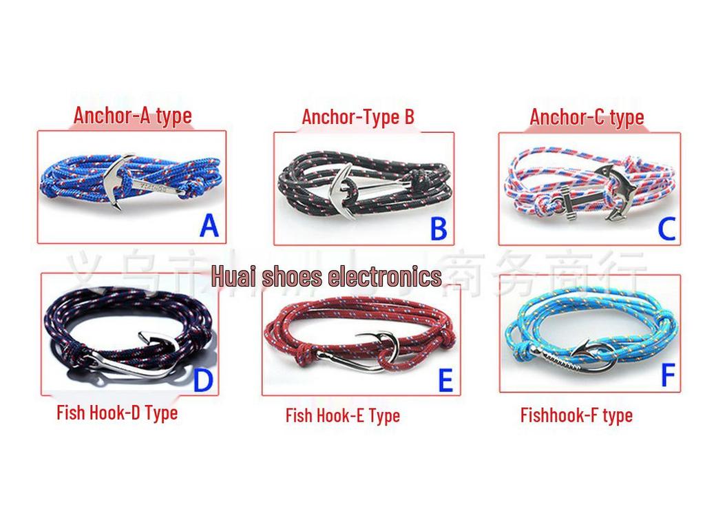 Viking Anchor Fish Hook Bracelet with Stone Accent