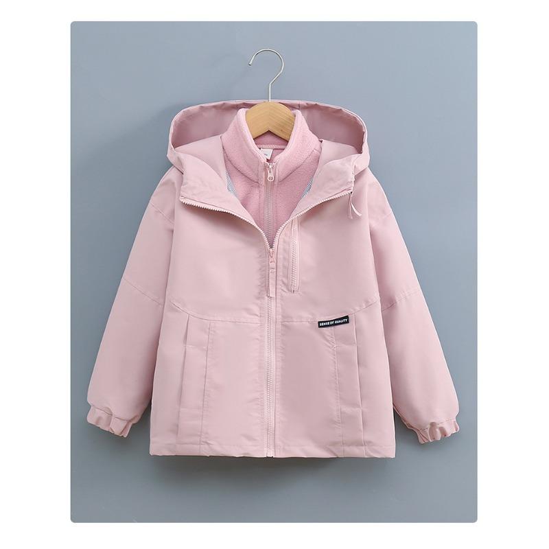 Kids Girls Waterproof Fleece Lined Detachable Thick Winter Jacket For Big Kids