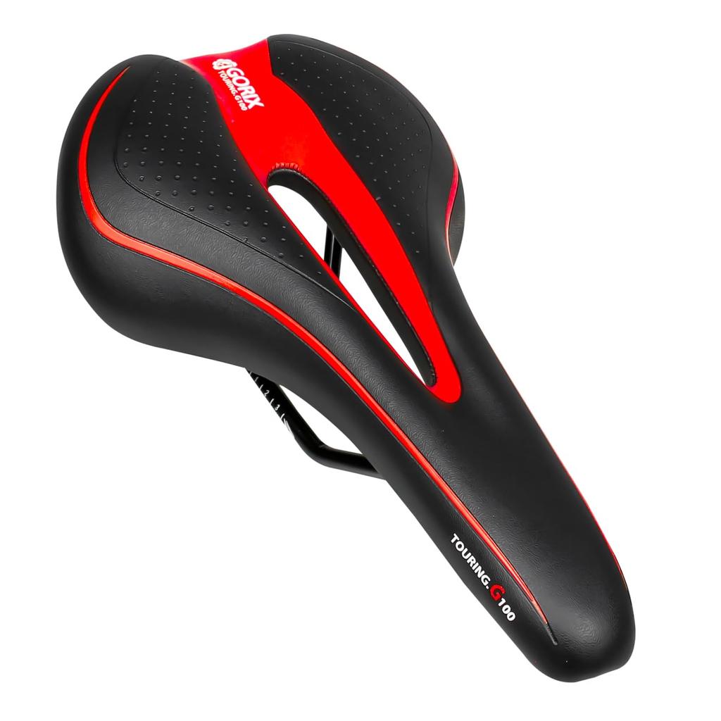 GORIX Bicycle Memory Red Soft X Saddle, Foam, [Thick Cushion, Type, Stylish] (Black Red) GX-C19