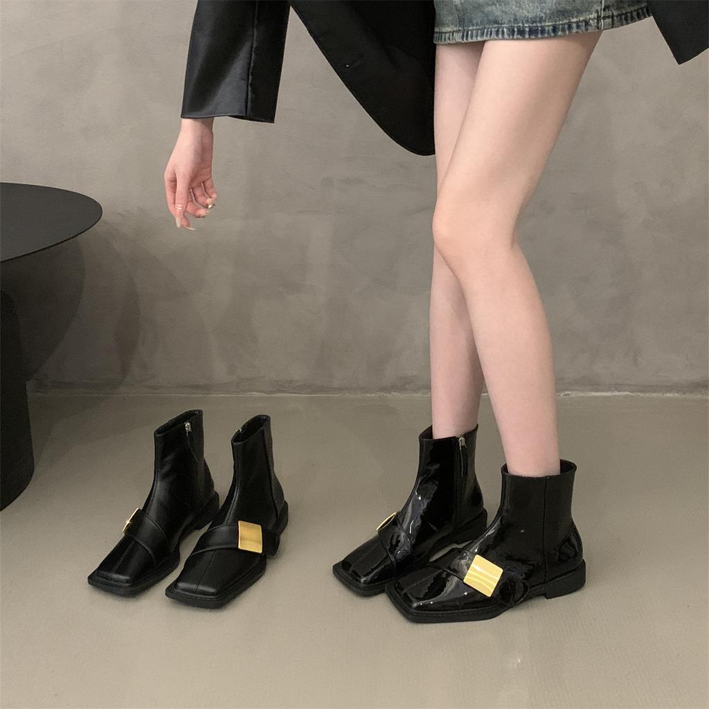 British Style Square Head Small Short Boots Women's Shoes Spring and Autumn Single Boots Winter Korean Small Ankle Boots