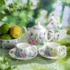 Violet Series Pastoral Ceramic Coffee Set: Cup, Saucer, Teapot & Fruit Basket for Afternoon Tea