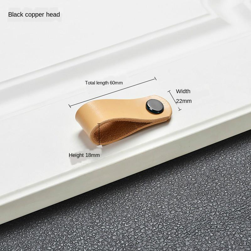 Nordic cowhide wardrobe drawer door leather handle kitchen cabinet bedroom study handle furniture children handlehandle