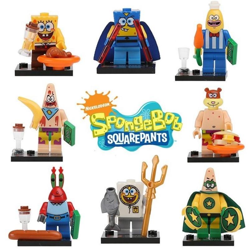 Spongebob Patrick Star Blocks Cartoon Anime Assembled Model Small Building Blocks Children Cute Boys Girls Educational Gifts