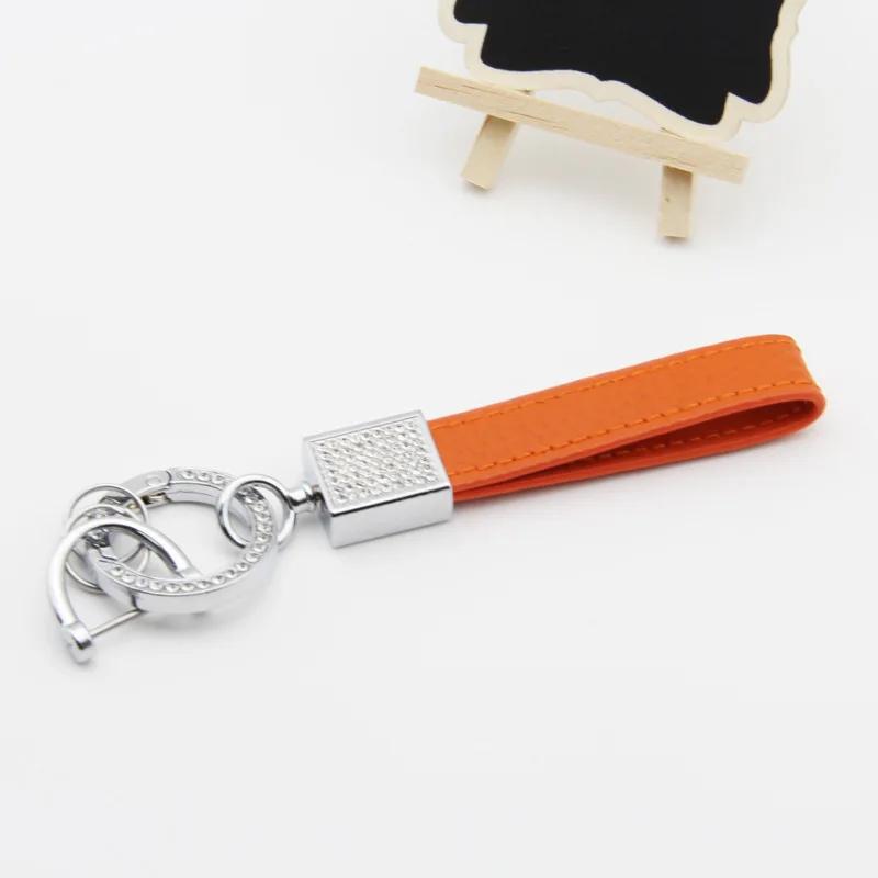 Modny skórzany brelok z kryształkami górskimi PU, breloczek sprężynowy z zapięciem na kluczyki samochodowe, akcesoria, breloczki dla kobiet