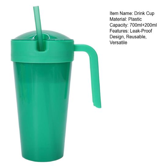 Kids Snack And Drink Cup Combo Leak-Proof 2-in-1 Popcorn Holder with Handle Portable Stadium Tumbler for Travel Home Movies