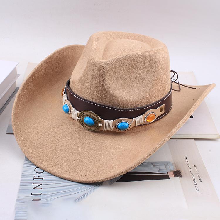 Western Cowboy Style Tibetan Fashion Top Hat Autumn/Winter New Collection Deer Skin Velvet Large Edge Riding Hat