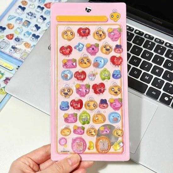 4-piece set Mametchi Memetchi Kuchibatchi Tamagotchi 3D dimensional cute stickers glitter deco seals reward children removable DIY notebook gift (B-4
