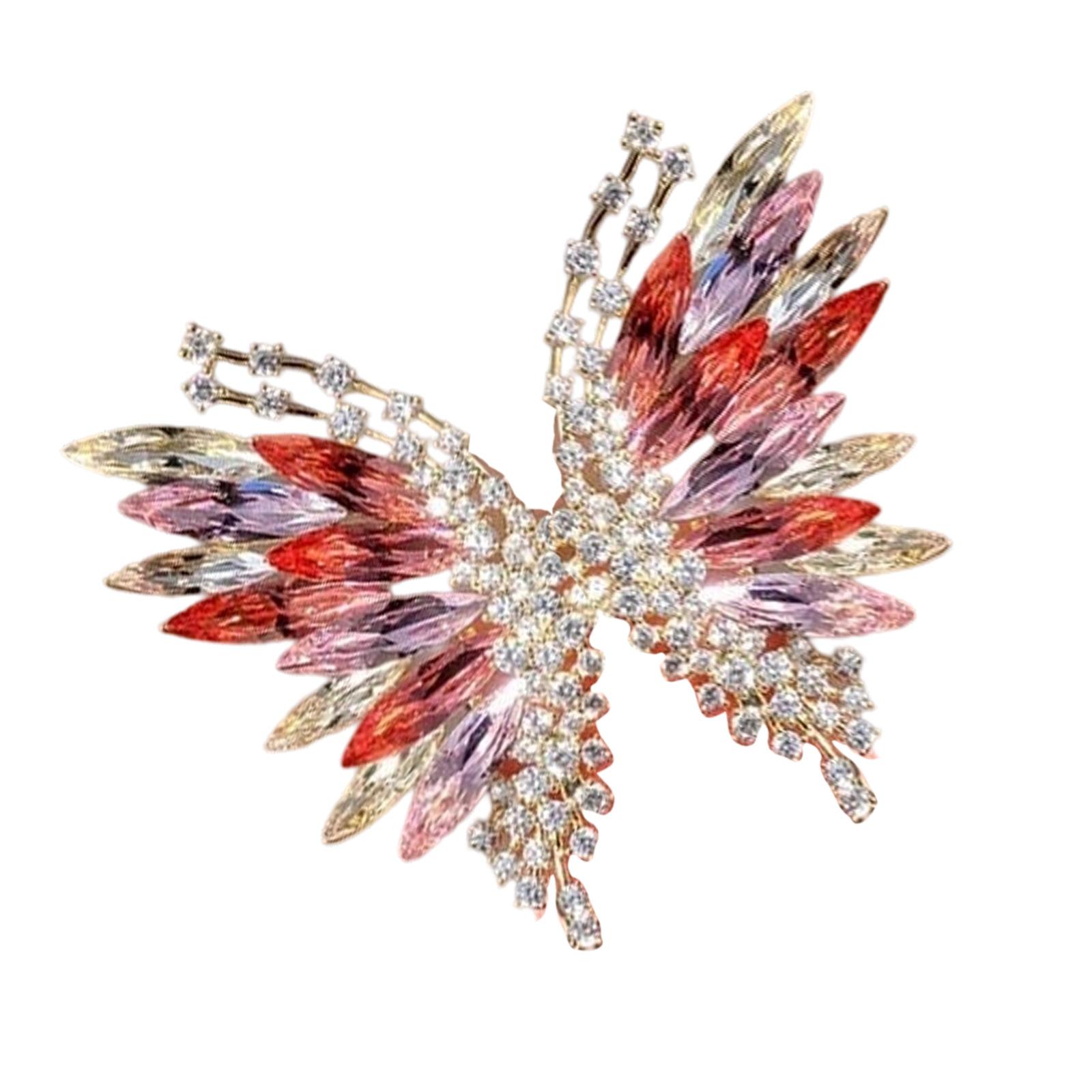 

Элегантная винтажная брошь-бабочка с цирконом для женской одежды, платьев, шляп, легкий значок из сплава, аксессуар розовый