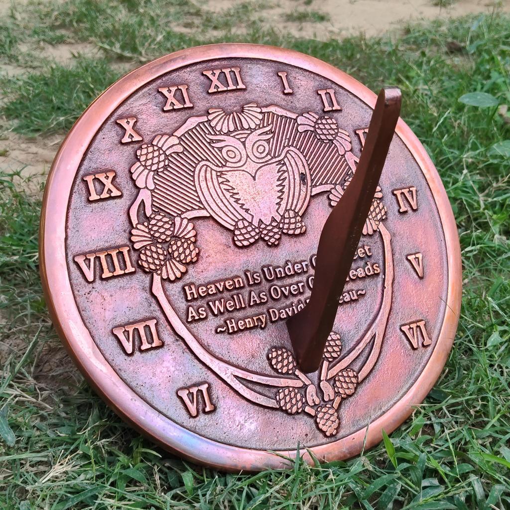 Thoreau Garden Sundial, Cast Iron with Verdigris & Copper Finish