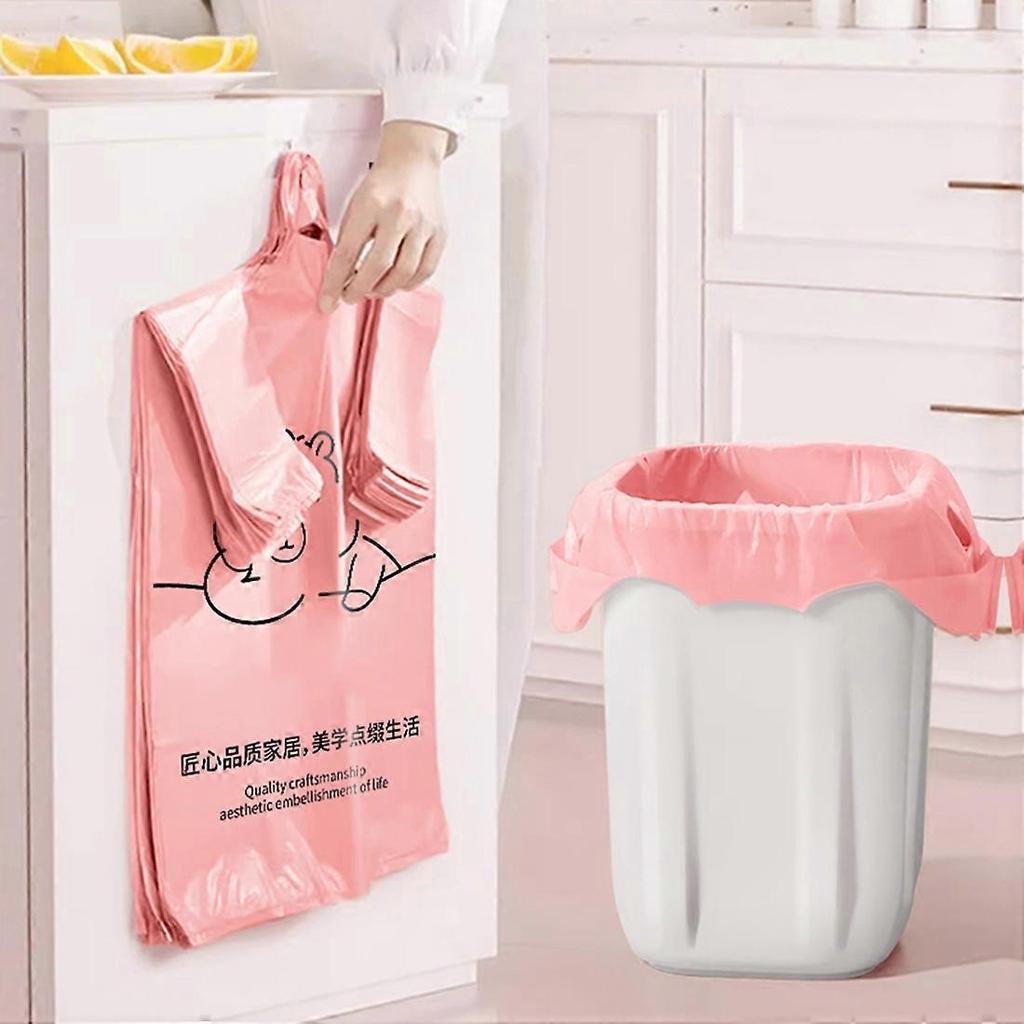 Pink Trash Bags Vest Style Heavy Garbage Bag Duty 50 Count - Leakproof for Kitchen Bathroom Home Office 4pcs