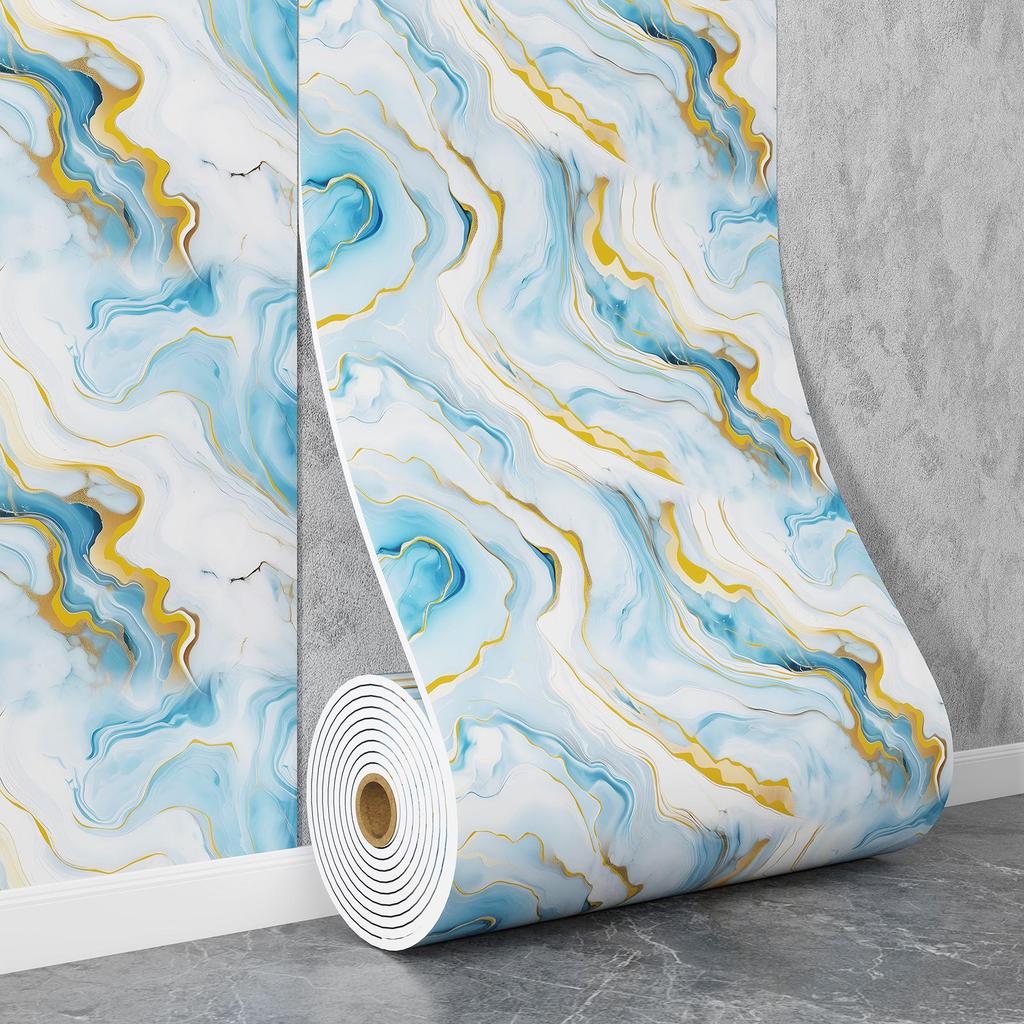 Self-Adhesive Waterproof Imitation Marble Tile Wall Sticker for Bathroom, Living Room, Kitchen, and TV Background.