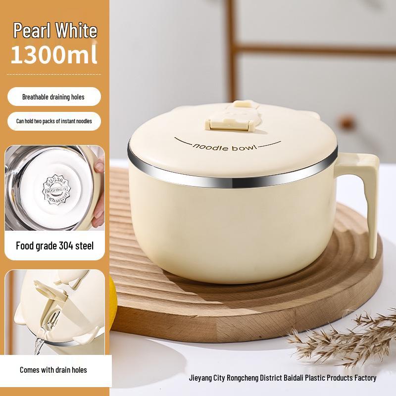 

Large Capacity Japanese Style 304 Stainless Steel Insulated Noodle & Rice Bowl with Drain for Students & Office Workers