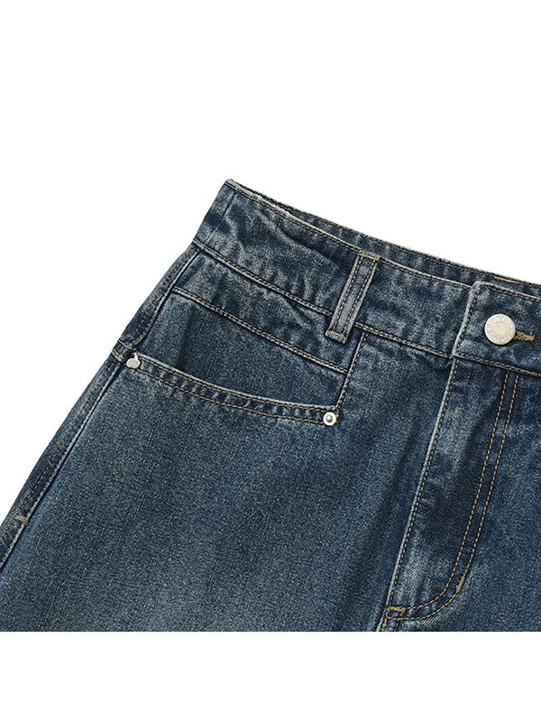 Kirsh Vintage Cargo Denim Long Skirt [Dark Blue]
