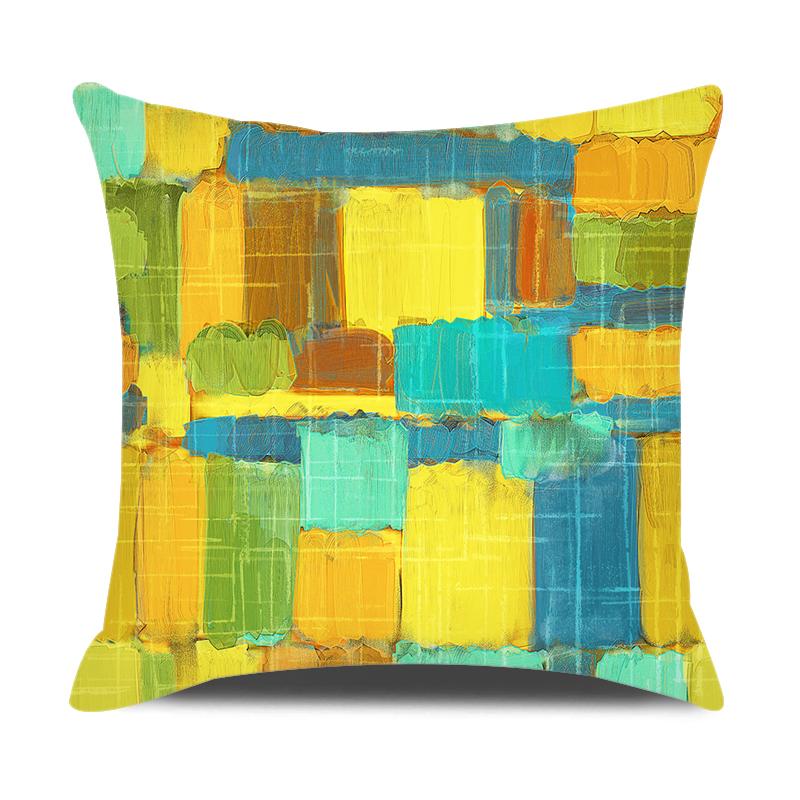 Swirl Geometric Striped Plaid Print Pillowcase Colorful Pillowcase Home Sofa Car Decoration Peach Skin Cushion Cover