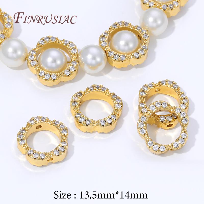 2/4/6Pcs 18K Gold Plated Brass Bead Frame,Flowers Bead Frame,Jewelry Making Supplies,DIY Necklaces&Bracelets Accessories
