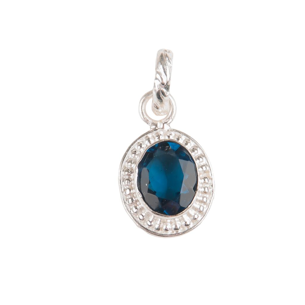 London Blue Topaz Gemstone 925 Sterling Silver Jewelry Handmade Pendant 1.20" PP-7-5