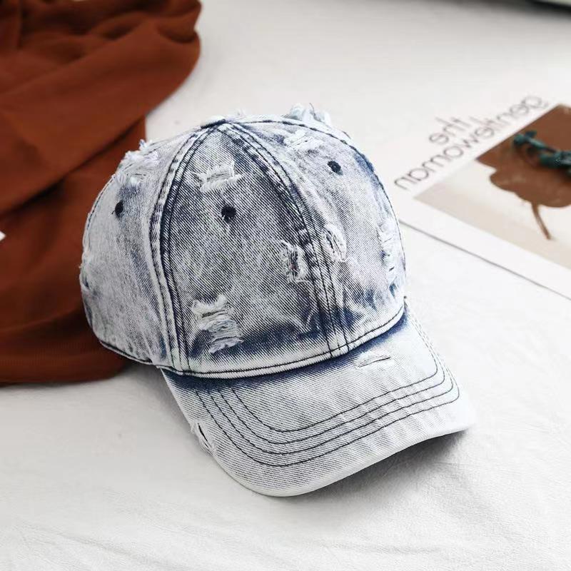 Women's Summer New Style Washed Hole Baseball Hat Trendy Custom Logo Baseball Hat