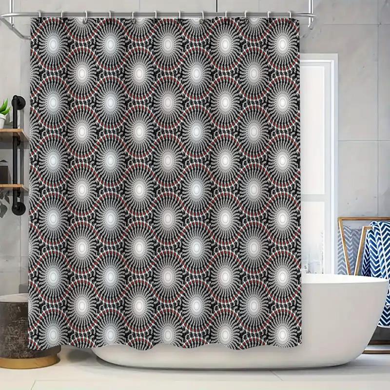 

Elegant Black White Shower Curtain Nature Floral Pattern Waterproof Bathroom Decor Vintage Aesthetic Backdrop Washable Curtains W60H190(CM)-1 Pcs