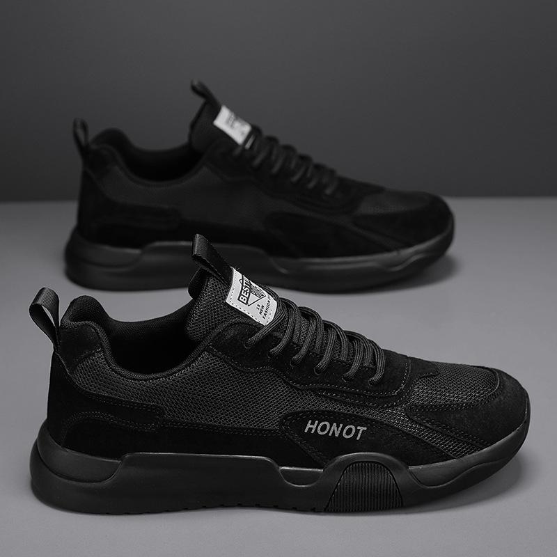

Літнє корейське спортивне взуття з сітки, чоловіче універсальне чоловіче кросівки на м якій підошві, повсякденне дихаюче чоловіче взуття 44 чорний