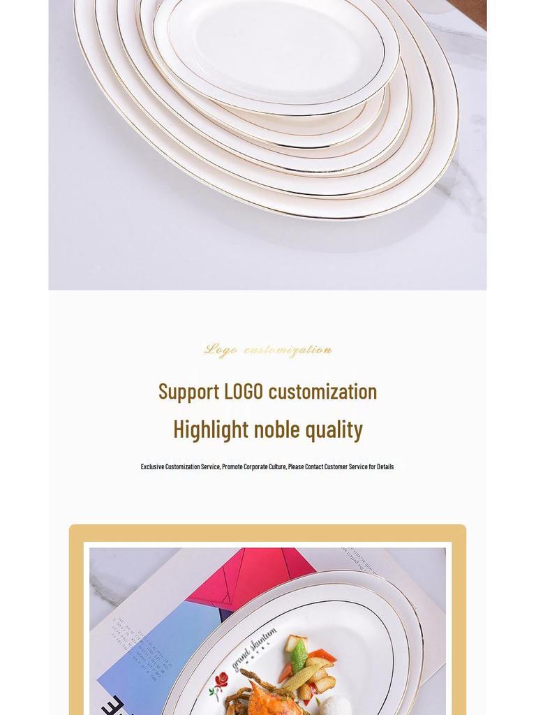 Gold-Rimmed Nordic Fish-Shaped Ceramic Plate for Steamed Fish - Large Household Dish