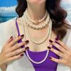 4 Piece Layering Artificial Pearls Necklace Set Adjustable Length Multi Strand Jewelry Neckchain For Women Fashion