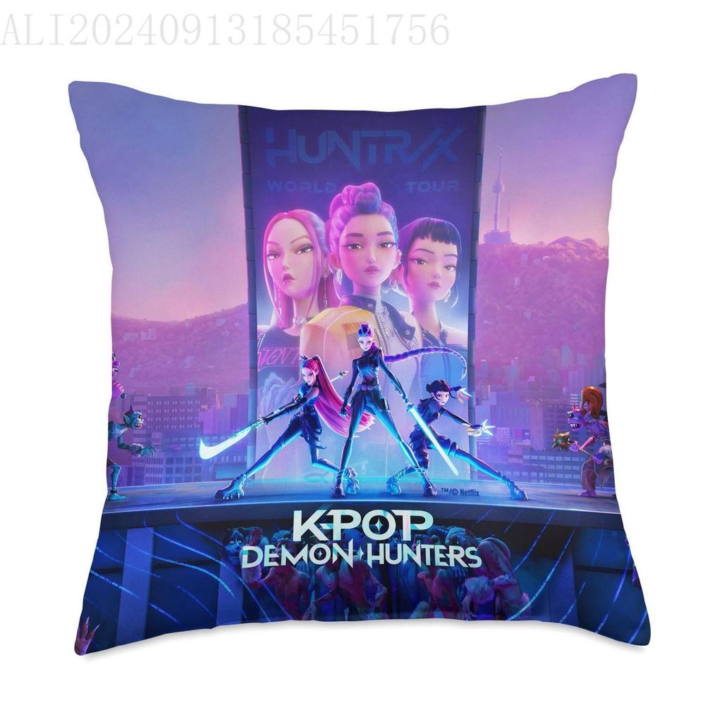Kpop Dämonenjäger Kissenbezug Weich Bequem Huntrix Bedruckt Zuhause Auto Sofa Büro Kissenbezug Weihnachten Täglich Deko