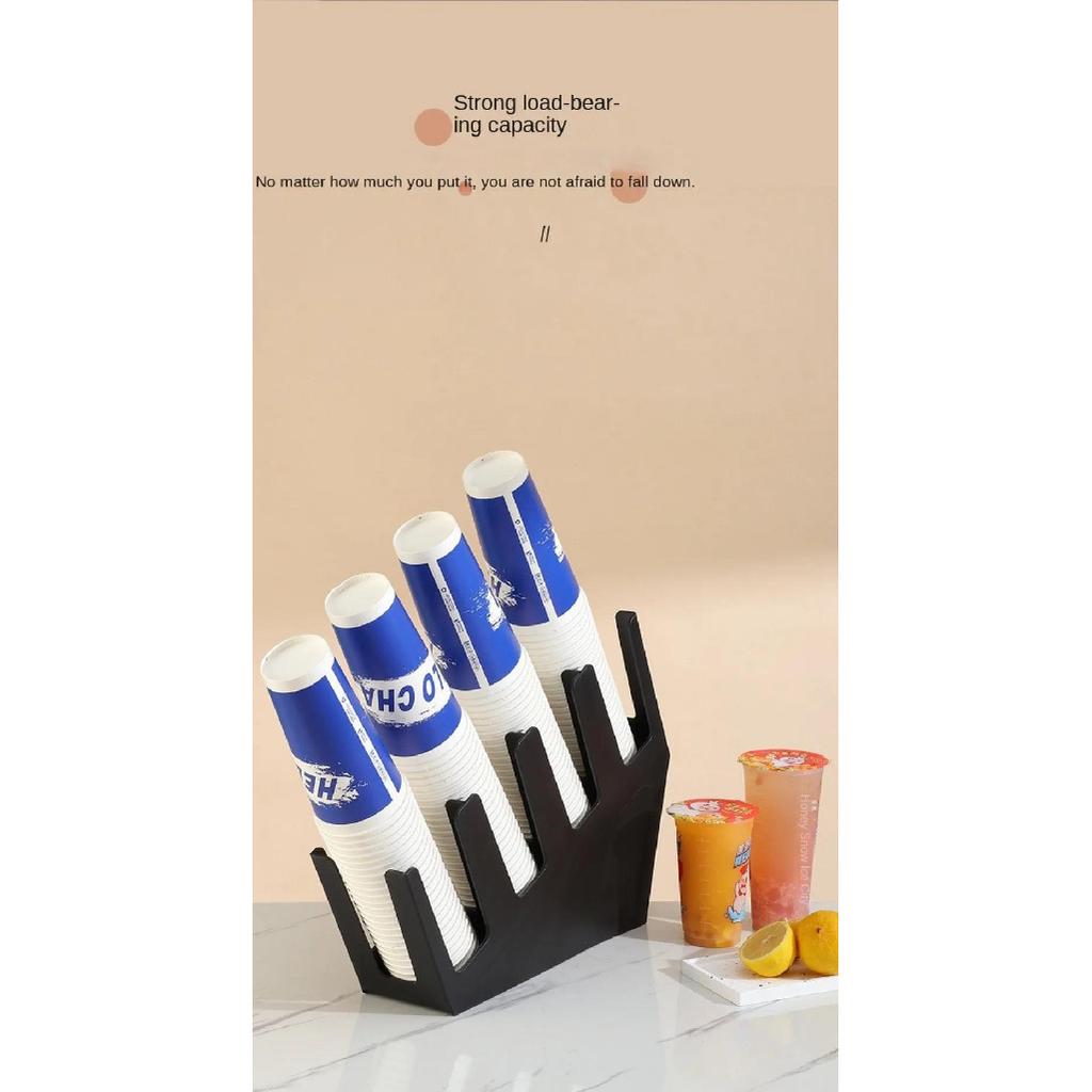 Kitchen Counter Paper Cup Stand 2/4 Grids Plastic Disposable Cup Holder Black Space Saving Storage Rack Cup Holders 5