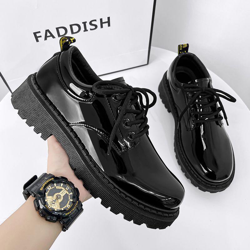 

Autumn Men s High-end Martin British Formal Business Wedding Black Leather Height-increasing Shoes 39