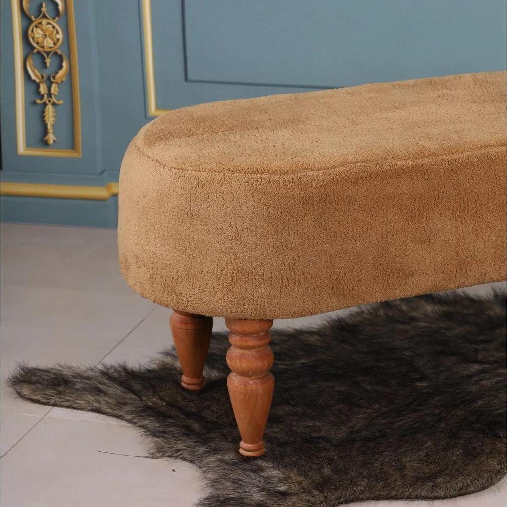 Decorative Multi-Purpose Pouf Sofa with Hornbeam Legs Digital Printing Bench Furniture for Home Living Room