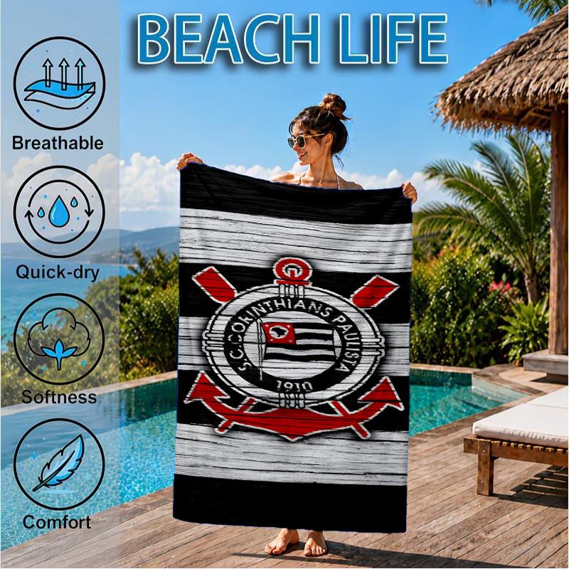 Sportverein Fußballwappen Bedrucktes Mikrofaser-Strandtuch, Weich und Saugfähig, Schnelltrocknend, Ideal für Sommerreisen, Strand-Essential, Schwimmbad