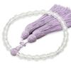 Women's Kyoto Buddhist Prayer Beads, Made with Light Snow Crystal, Flat Crystal, and Fujiun Stone, Featuring a Silk Matsukaze Tassel. Suitable for