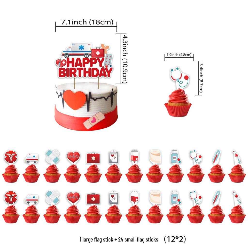 In Stock Medical Theme Party Decoration Set: Banner, Balloons, & Cake Toppers