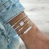 Conjunto de Pulseiras Elásticas com Contas de Cristal e Arroz Personalidade Estrela da Moda Transfronteiriça para Mulheres - 6 Peças