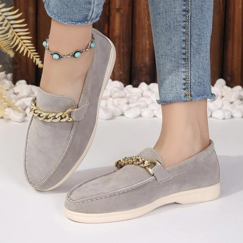 Mode 2024 Mode Damen Schuhe Slipper Damen Ballerinas Hohe Qualität Metalldekoration Büro und Karriere Neu Slipper Flach Niedrige Absätze