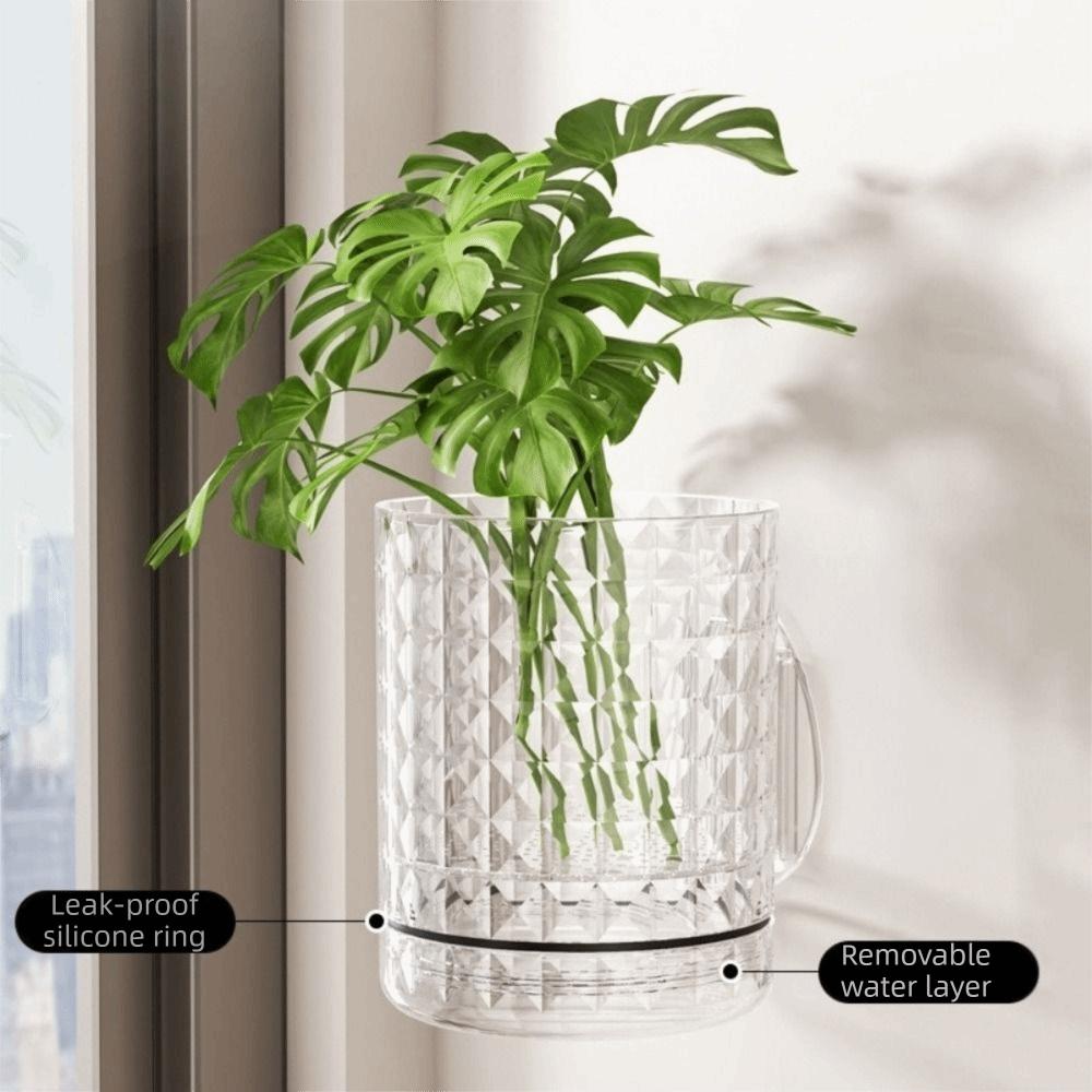 Self-Adhesive Wall Mounted Planter Plastic Wall Hanging Vase Hydroponic Wall Planter  For Home