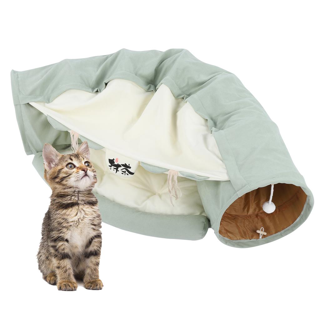 Multi?Functional Cat Tunnel Bed Foldable Detachable Cat Pet Tunnel with Cushion Toy