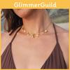 Trendy Ocean Inspired Gold Plated Stainless Steel Necklace Featuring Seashell And Starfish Accents Ideal For Fashionable Com