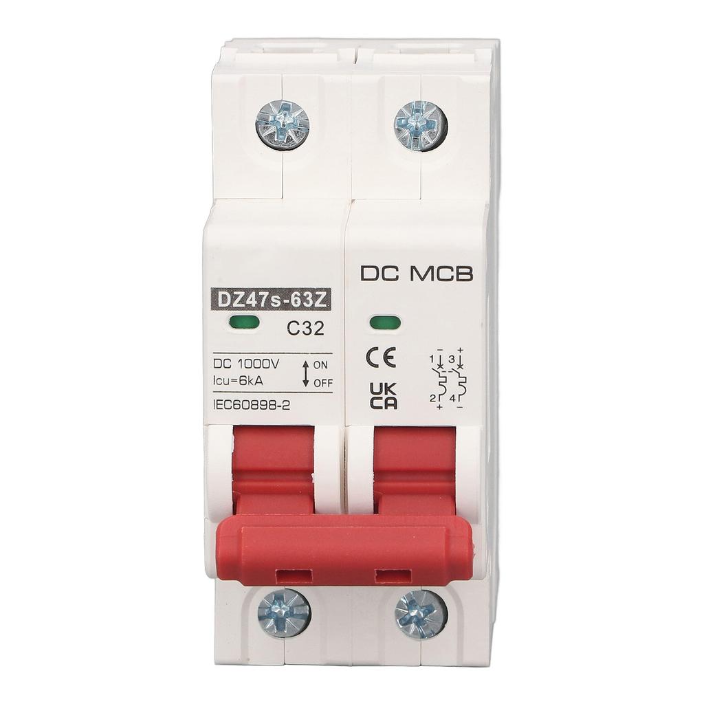 2P Kleiner Leistungsschalter 6000A Schaltleistung Solar-PV-System Mini-Leistungsschalter DC1000V 32A