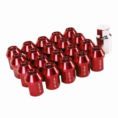 20 peças de Porcas de Roda M12x1.5 35mm Liga de Alumínio 6061 Extremidade Fechada Substituição para Chevrolet Camaro 1983‑2002 Vermelho
