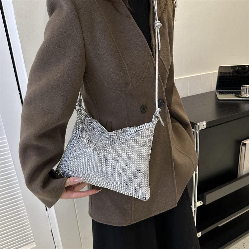 Popular Rhinestone Bag Women, Summer New Senior Foreign Style Shoulder Armpit Bag, Niche Crossbody Bag Bucket Bag