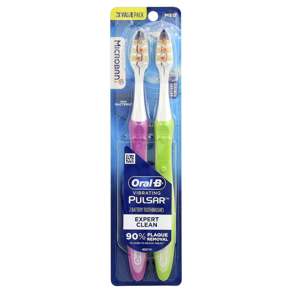Oral-B Vibrating Pulsar™, Battery Powered Toothbrush, Medium, 2 Pack