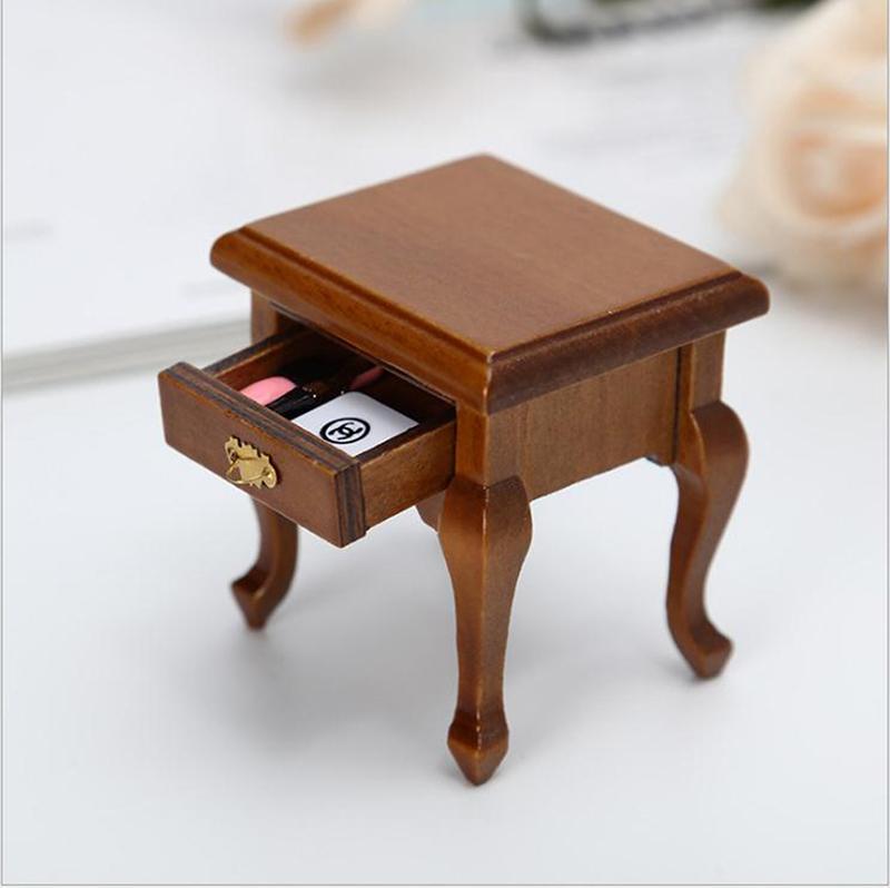 1:12 Wooden Bedroom Dollhouse Miniature Bedside Furniture Accs