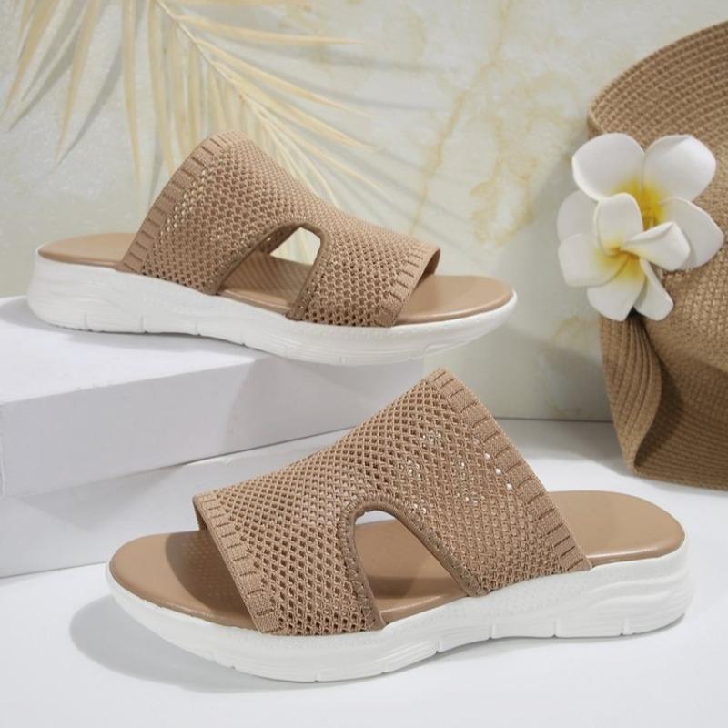 Women Thick Sole Mesh Hollow Breathable Wedge Mule Slides